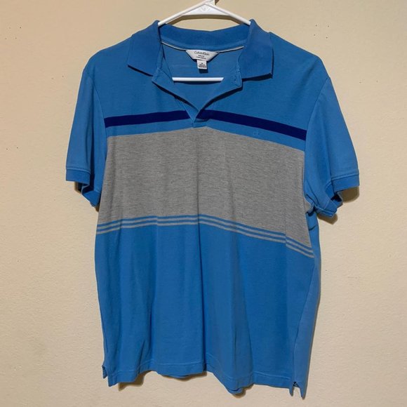 Calvin Klein Polo Shirt, Blue/Gray - Picture 1 of 3